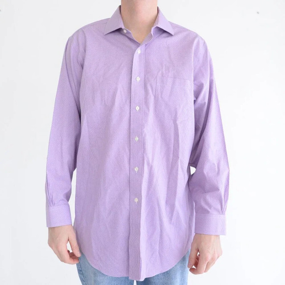 Brooks Brothers Lavender And White Cross Pattern Regent Style  100% Supima Shirt - Picture 1 of 10